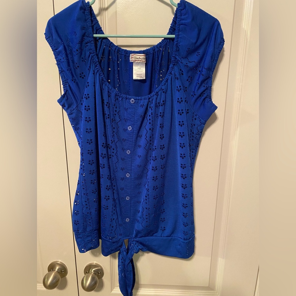Soulmates Royal Blue Pheasant Style Top Cutouts Tie on Bottom. Sz XL Junior